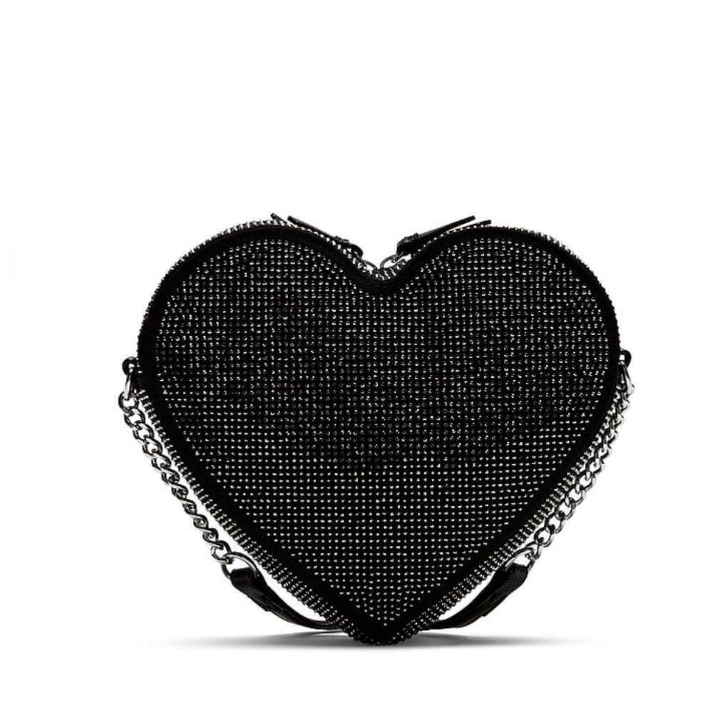Victoria’s Secret Black Rhinestone Heart Crossbody Bag - Picture 3 of 4